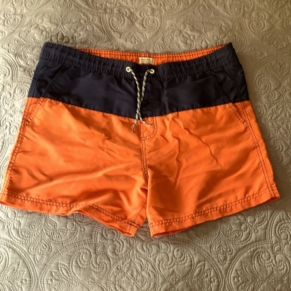 Men's Orange and Navy Swim Shorts, size M